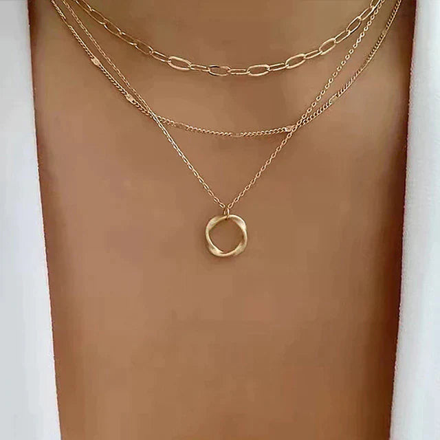 Layered Charm Necklaces | Heart Charm Pendant | WHITE PEARL