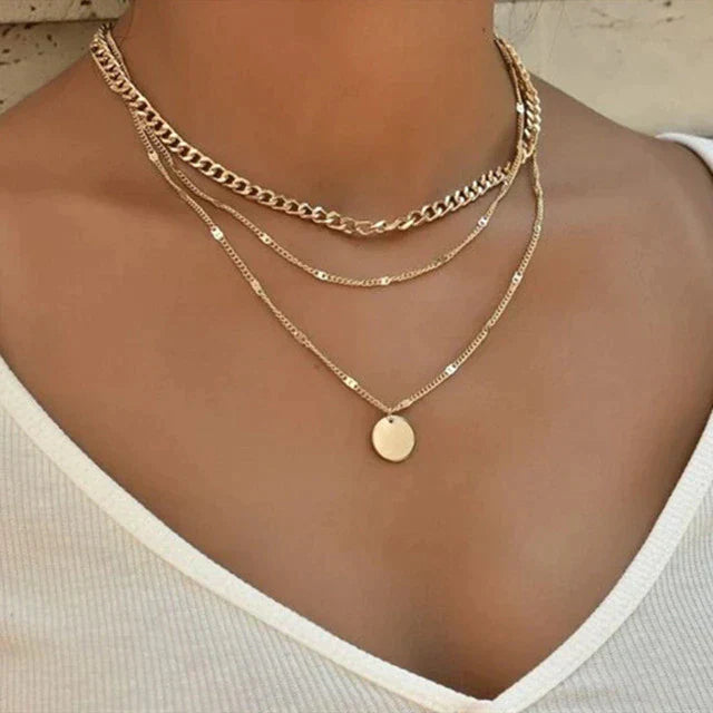 Layered Charm Necklaces | Heart Charm Pendant | WHITE PEARL