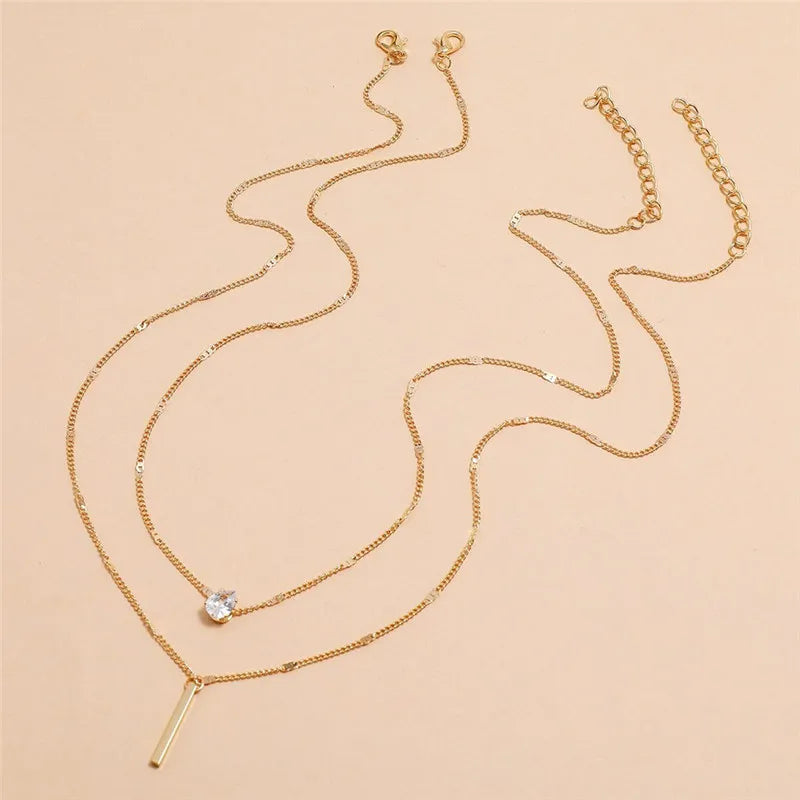 Layered Charm Necklaces | Heart Charm Pendant | WHITE PEARL