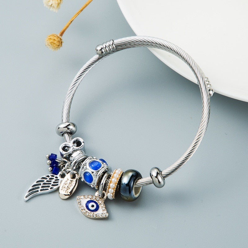 Evil Eye Love Bracelet | Evil Eye Bracelet | WHITE PEARL