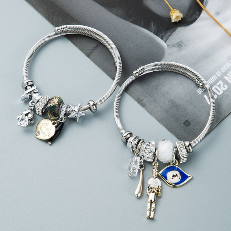 Evil Eye Love Bracelet | Evil Eye Bracelet | WHITE PEARL