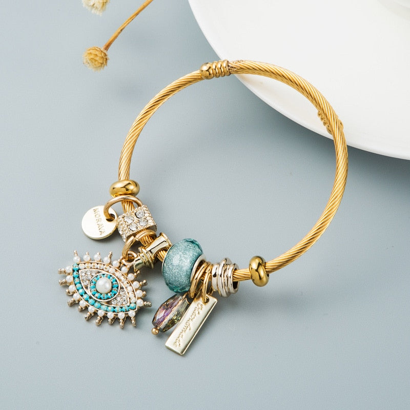 Evil Eye Love Bracelet | Evil Eye Bracelet | WHITE PEARL