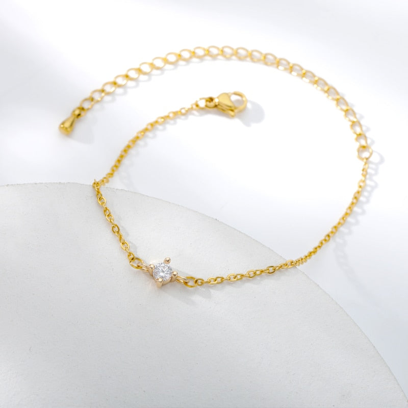 Zircon Bead Bracelets | Circle Bead Bracelets | WHITE PEARL