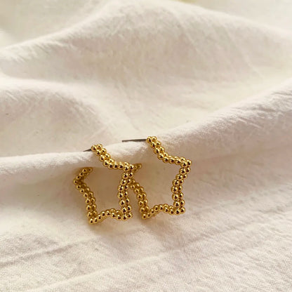 Hollow Star Earrings | Big Star Earrings | WHITE PEARL