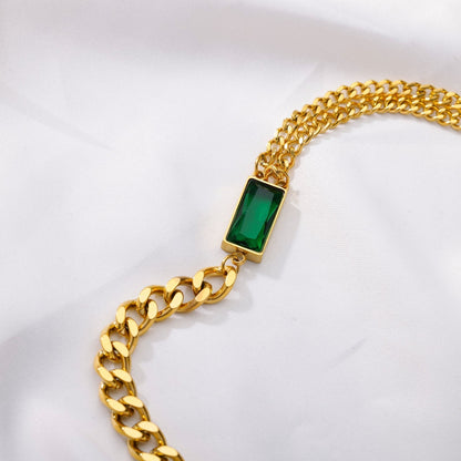 Asymmetry Chain Bracelet | Charm Thick Chain | WHITE PEARL