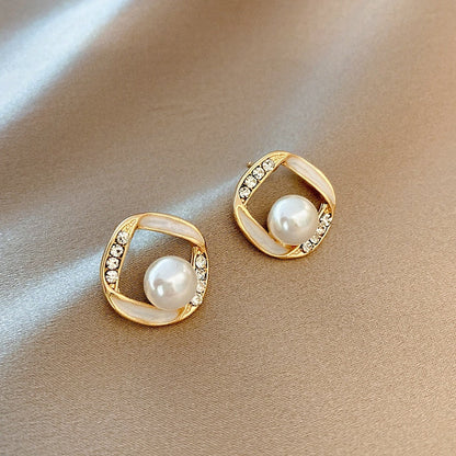 Vintage Zircon Stud Earrings | Zircon Stud Earrings | WHITE PEARL